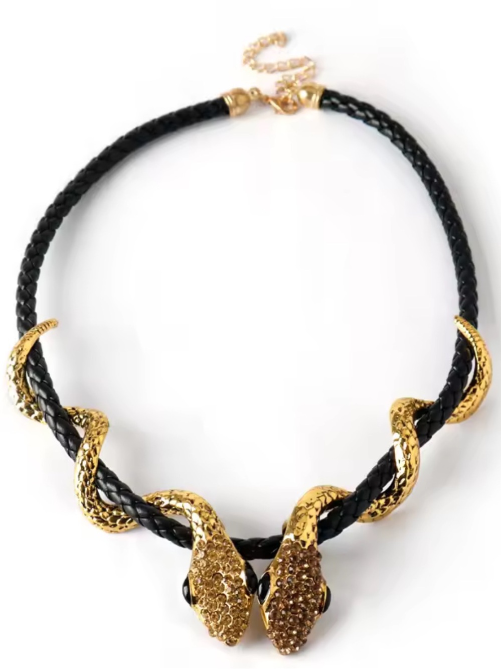 Black gold Serpent serpentine Gold-Tone Snake Statement Necklace
